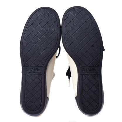 Chanel Lambskin Patent Cap Toe CC Sneakers 35.5 White Black 6 of 12