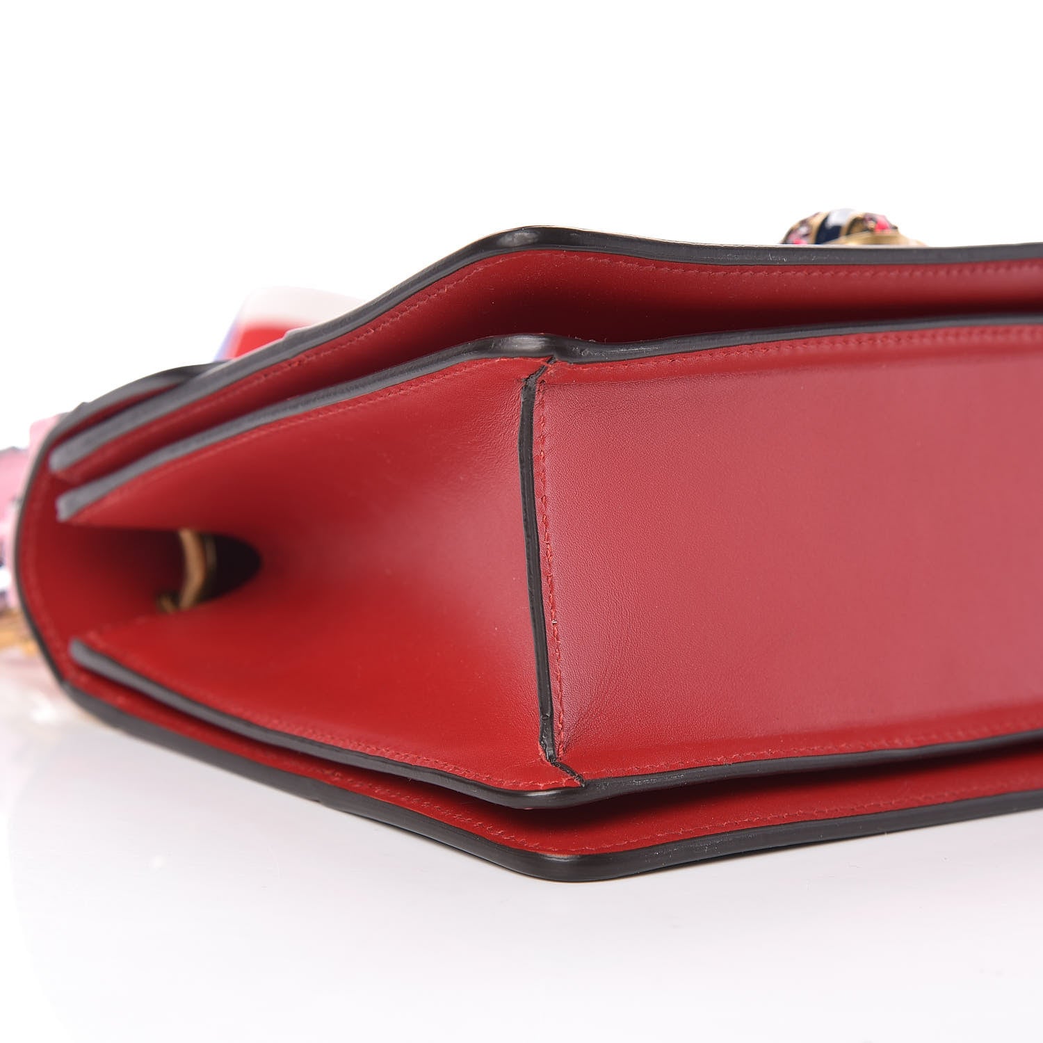 Gucci Calfskin Sylvie Web Small Queen Margaret Top Handle Bag Blue Agata Hibiscus Red Mystic White Sugar Pink 5 of 10