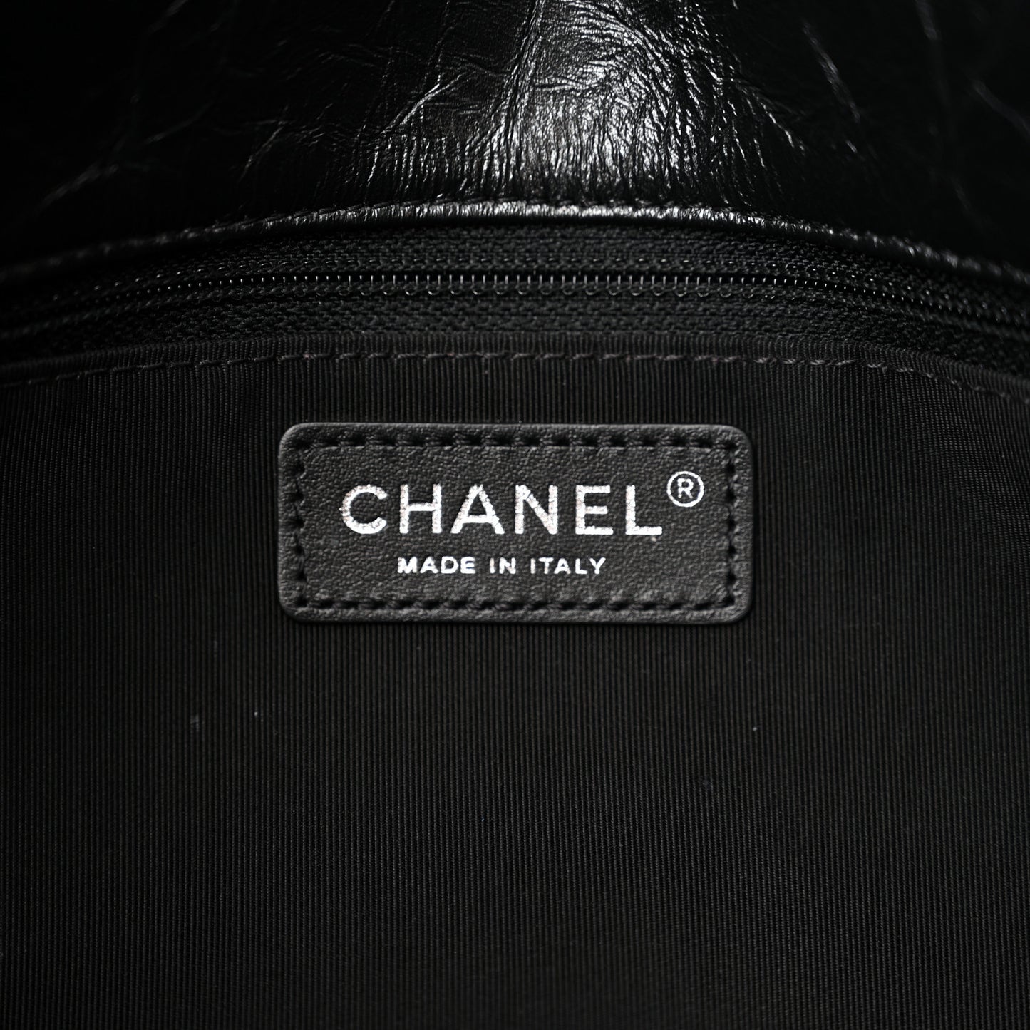 Metallic Crumpled Calfskin Big Bang Large Flap Bag Black
