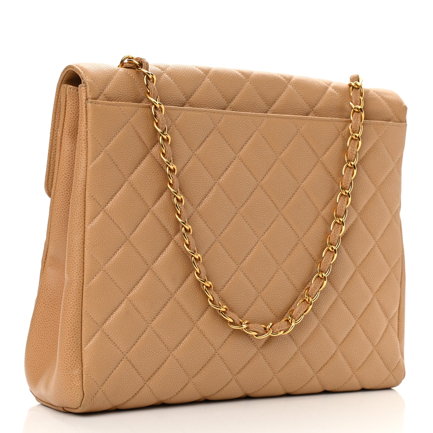 Caviar Jumbo Single Flap Beige