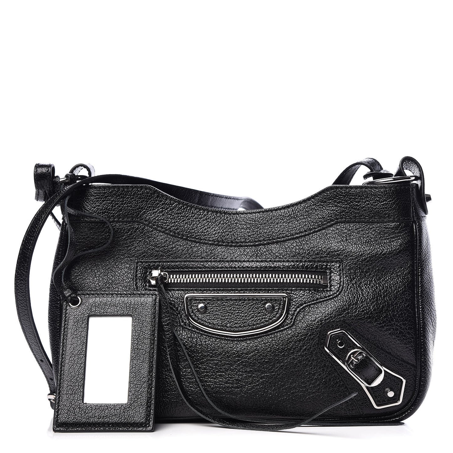 Chevre Silver Metallic Edge Hardware Hip Black