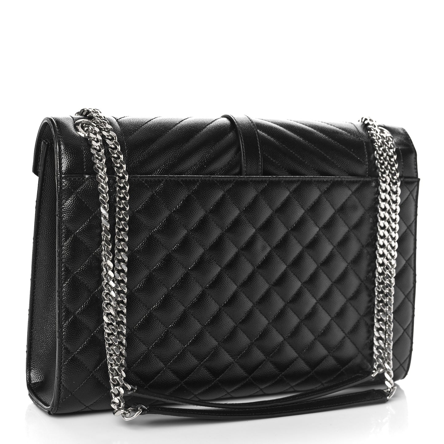 Grain De Poudre Textured Mixed Matelasse Large Triquilt Monogram Satchel Black