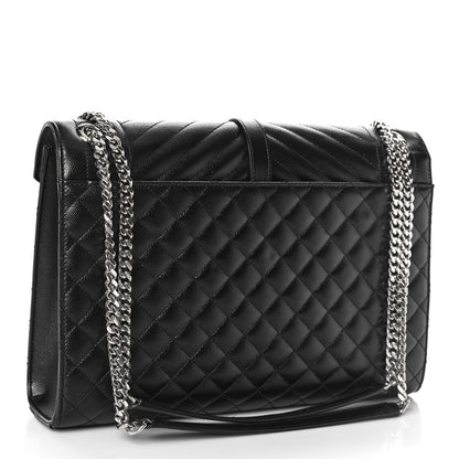 Saint Laurent Grain De Poudre Textured Mixed Matelasse Large Triquilt Monogram Satchel Black 3 of 9