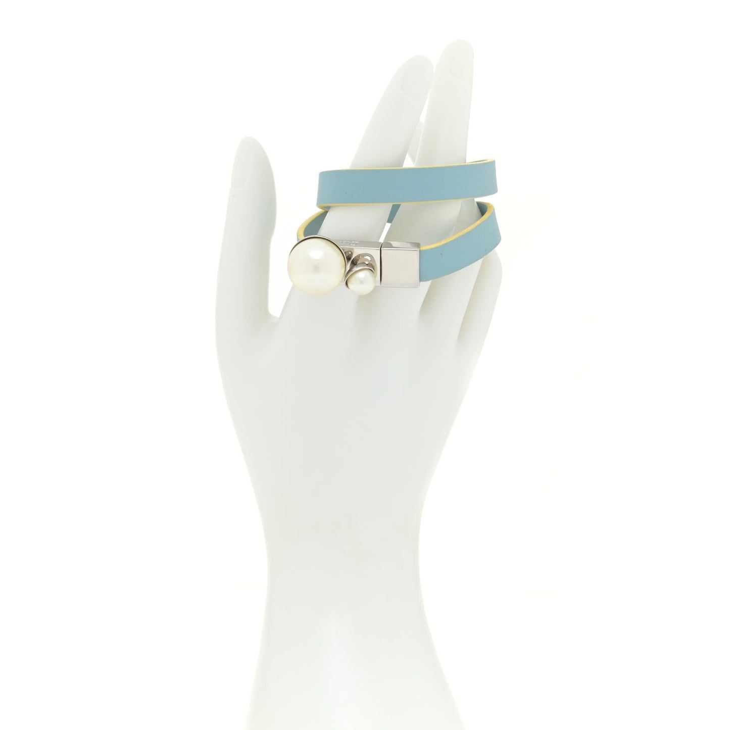 Calfskin Pearl Double Bracelet M Blue