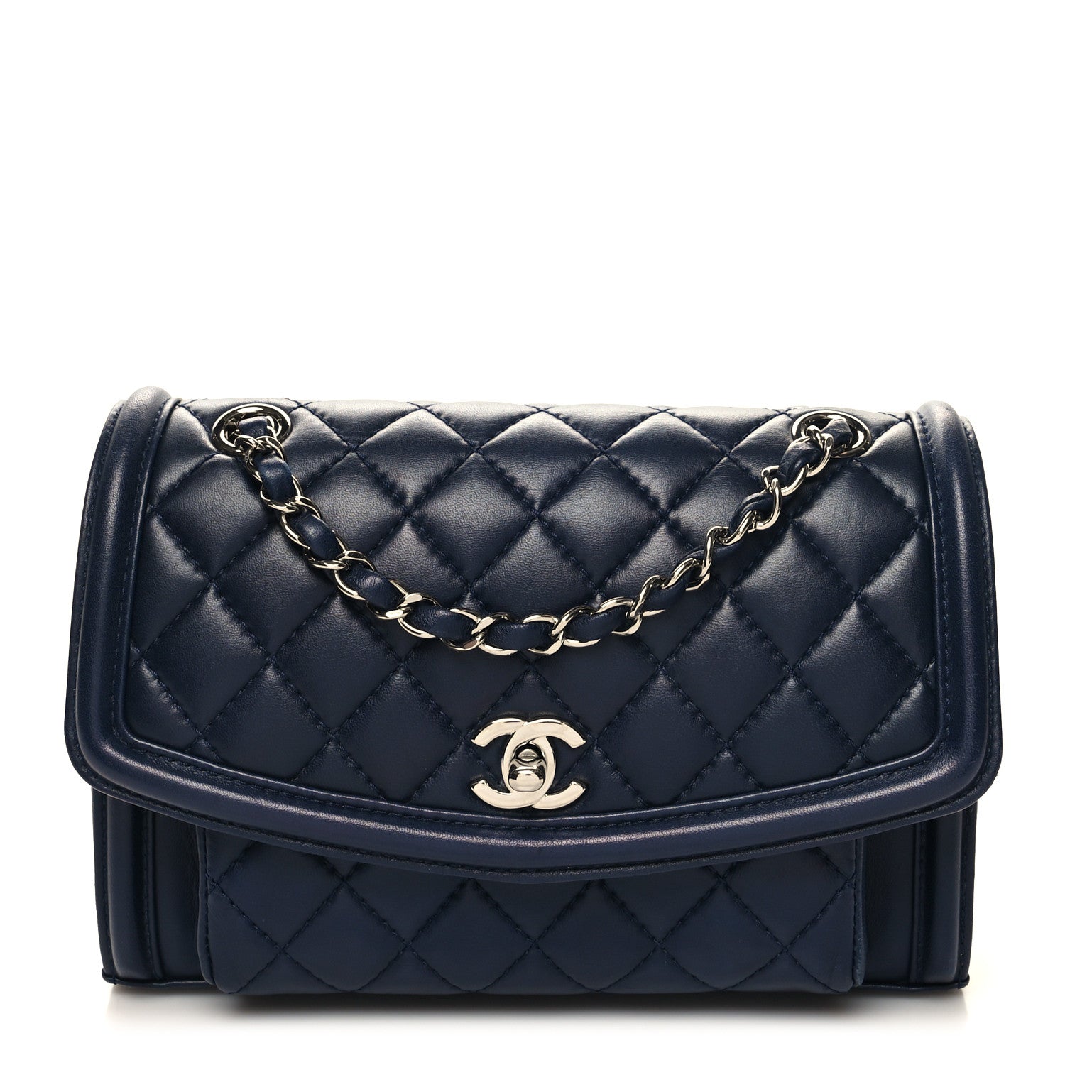 Chanel Lambskin Quilted Small Geometric Flap Navy 1 of 11