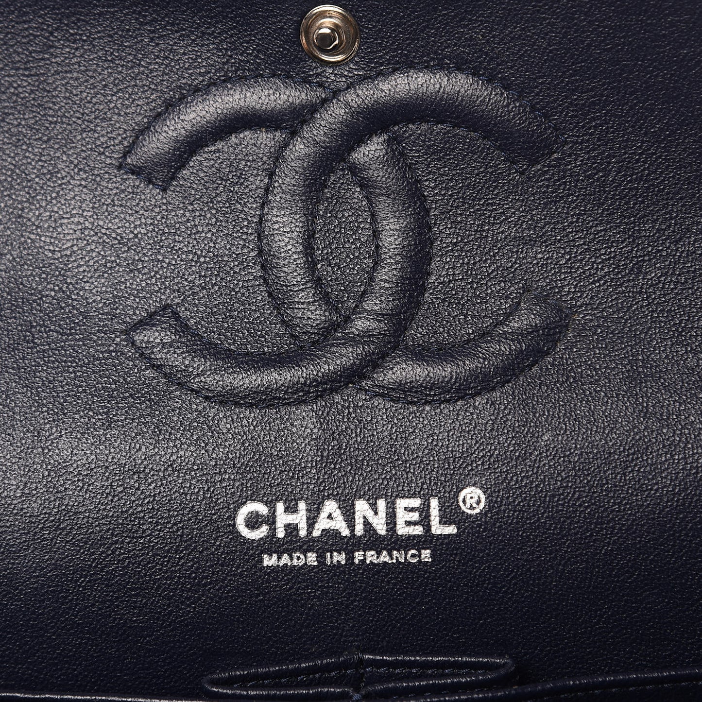 Caviar Quilted Medium Double Flap Dark Blue