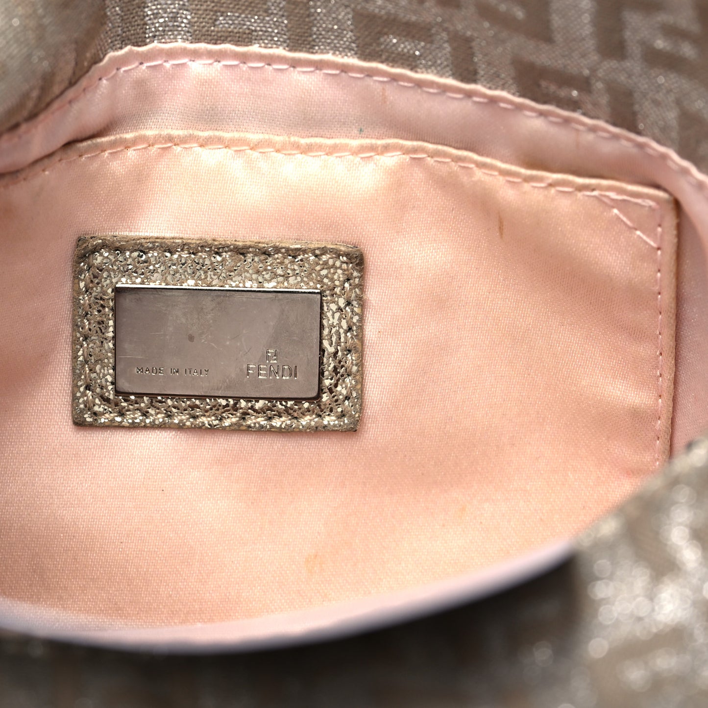 Metallic Jacquard Zucchino Suede Mini Mama Baguette  Cipria Argento Grigio