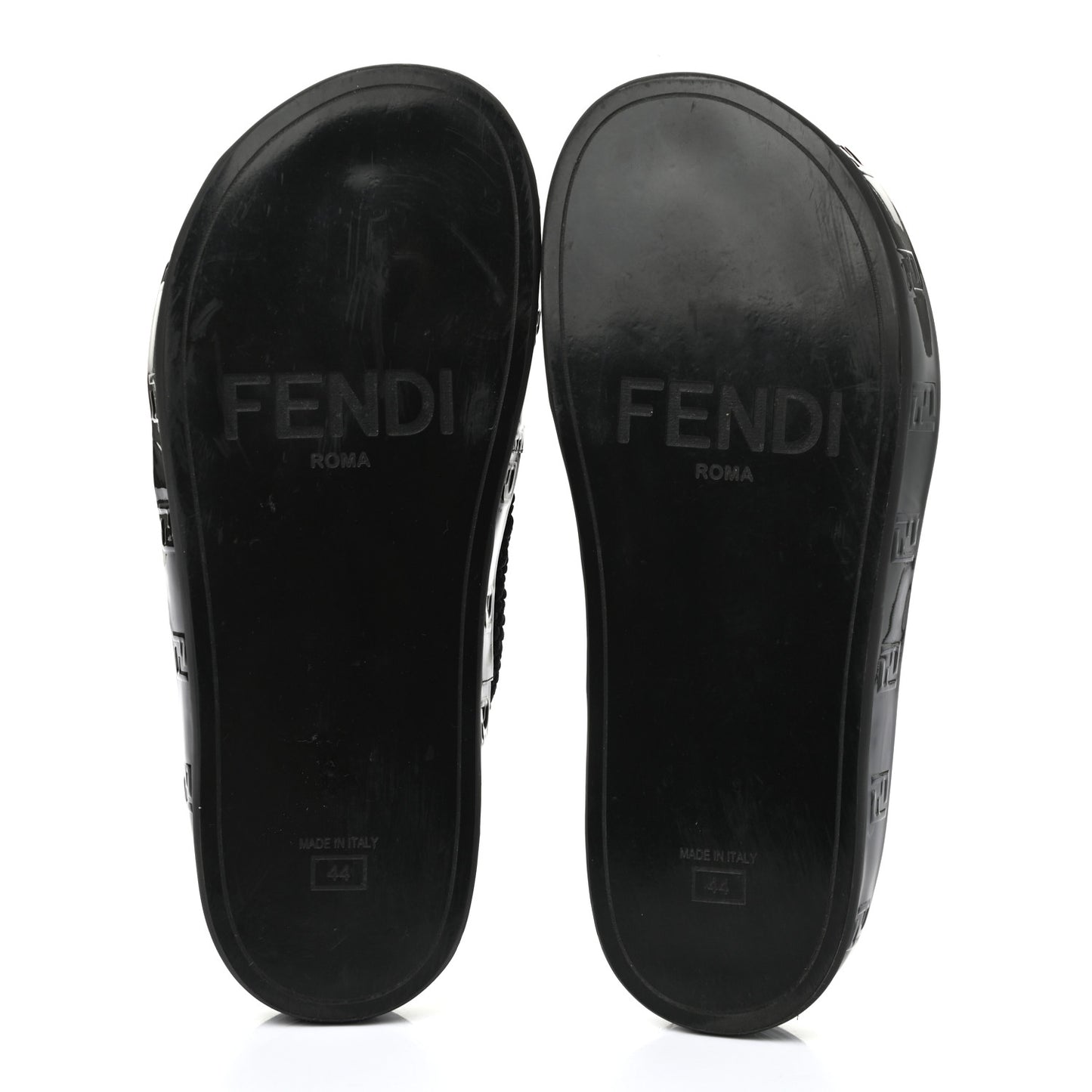 Raffia Rubber FF Woven Reflections Crisscross Slide Sandals 44 Black
