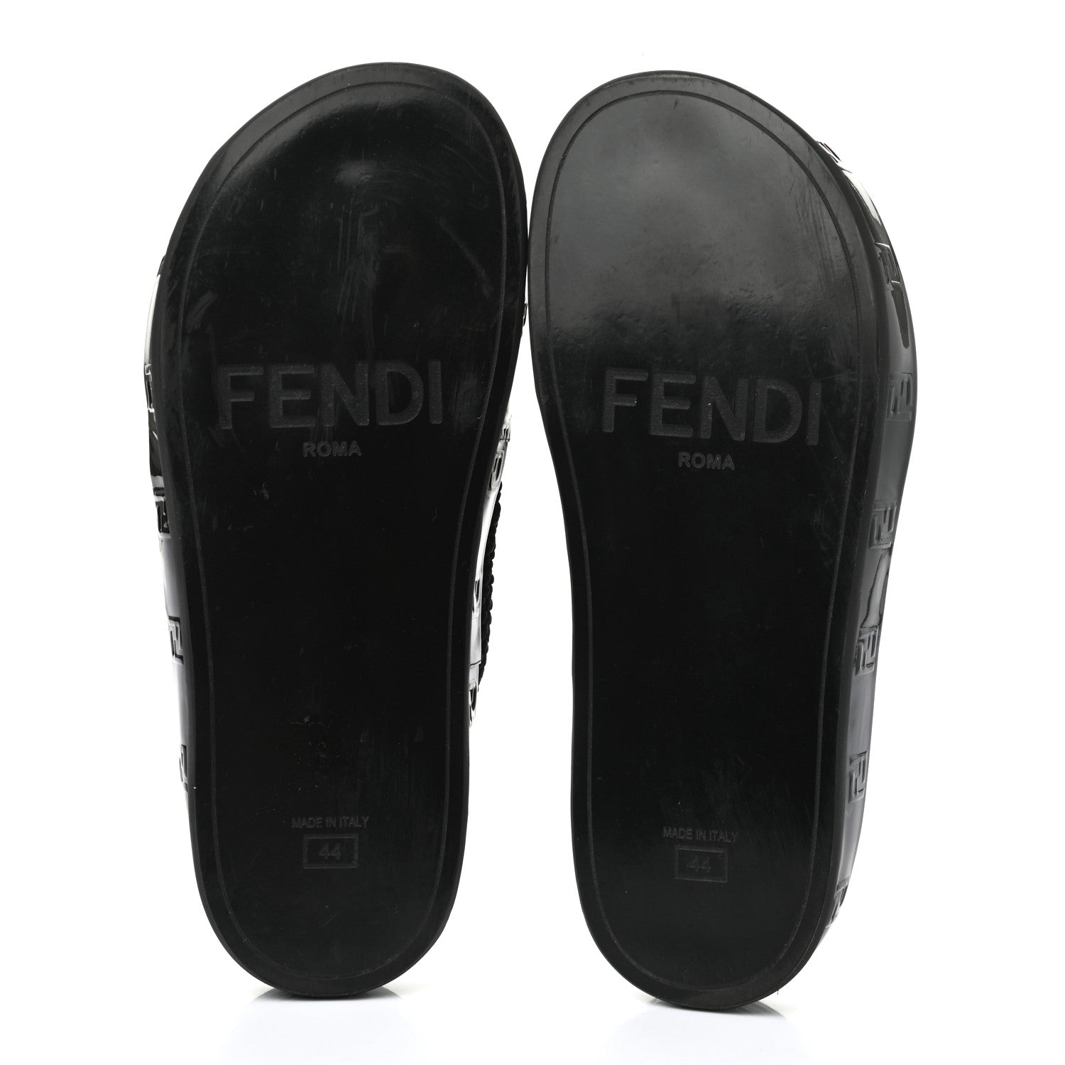 Fendi Raffia Rubber FF Woven Reflections Crisscross Slide Sandals 44 Black 6 of 6