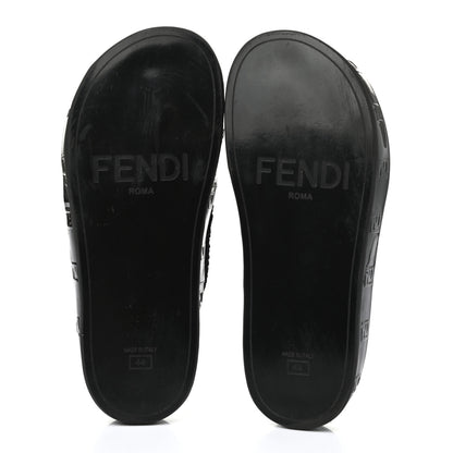 Fendi Raffia Rubber FF Woven Reflections Crisscross Slide Sandals 44 Black 6 of 6