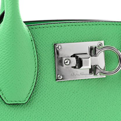 Salvatore Ferragamo Hammered Calfskin Small The Studio Box Bag Green 10 of 10