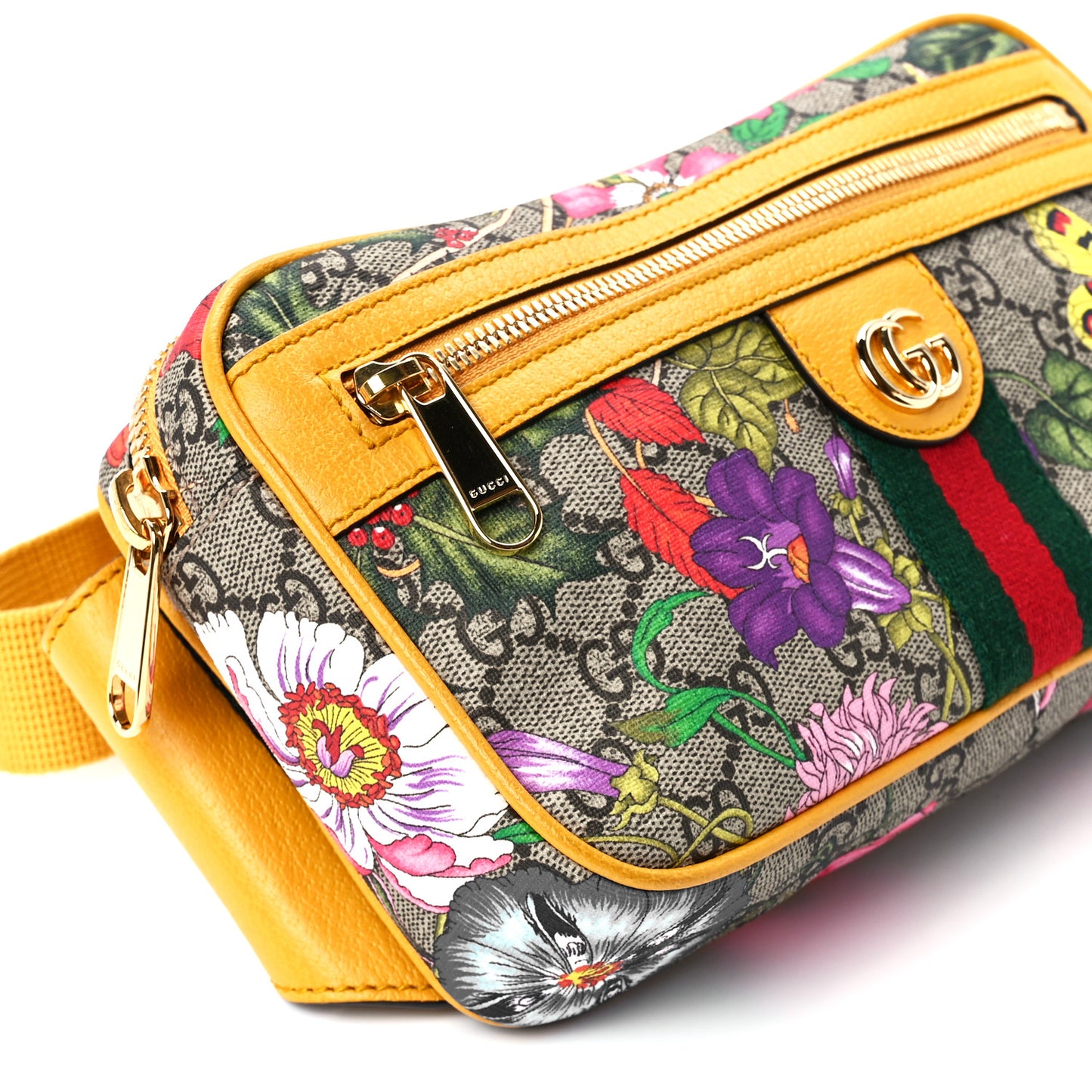 GG Supreme Monogram Flora Medium Ophidia Belt Bag Beige Multicolor Crop