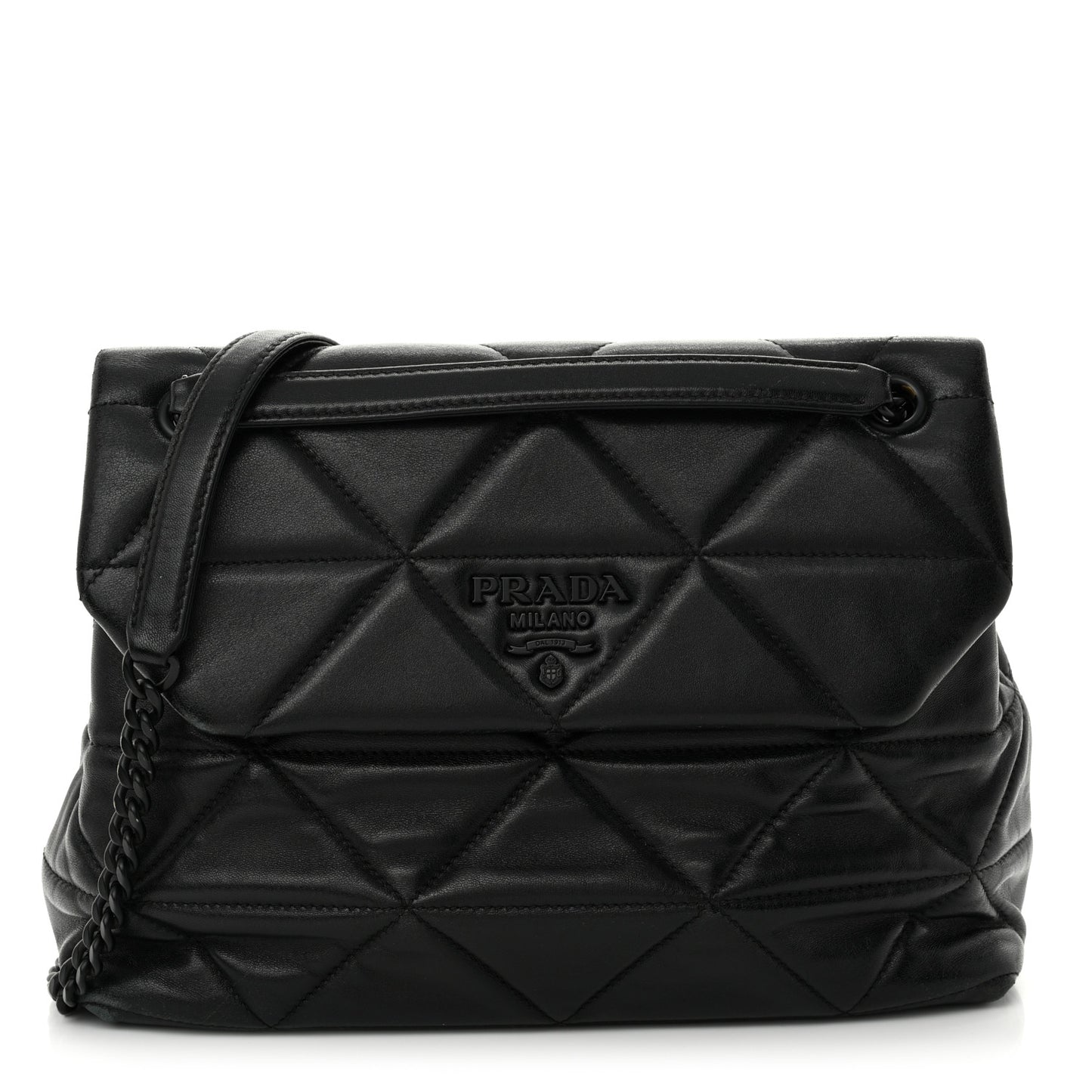 Nappa Triangle Stitched Large Spectrum Bag Black