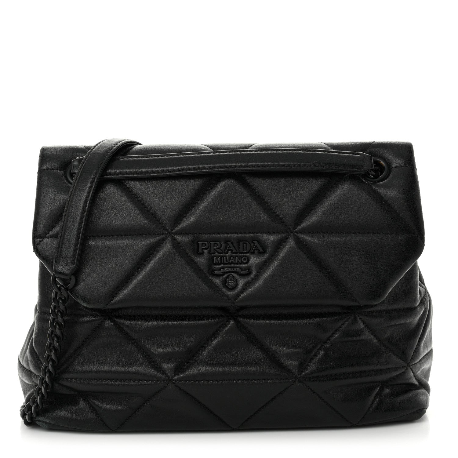 Prada Nappa Triangle Stitched Large Spectrum Bag Black 1 of 12