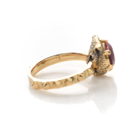 Gucci 18K Yellow Gold Pink Tourmaline Le Marché Des Merveilles Feline Ring 53 6.25 5 of 6