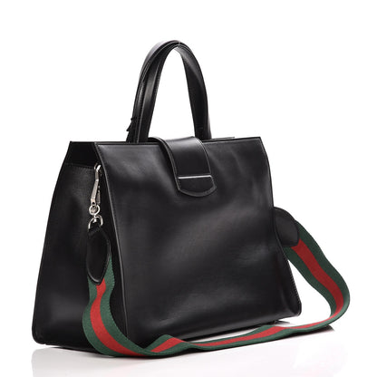 Gucci Calfskin Web Stripe Large Dionysus Tote Bag Black 3 of 8