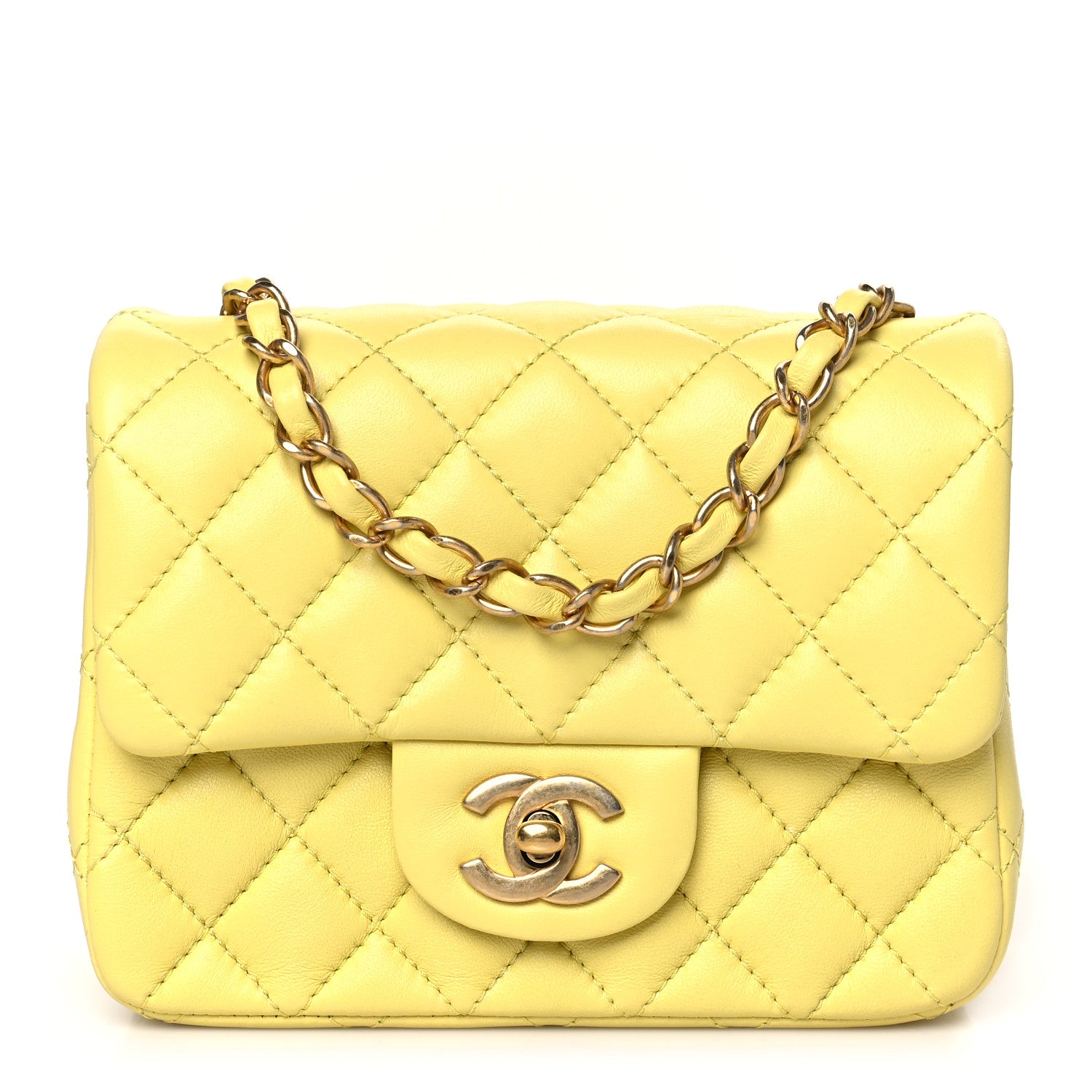 Chanel Lambskin Quilted Mini Square Flap Yellow 1 of 9
