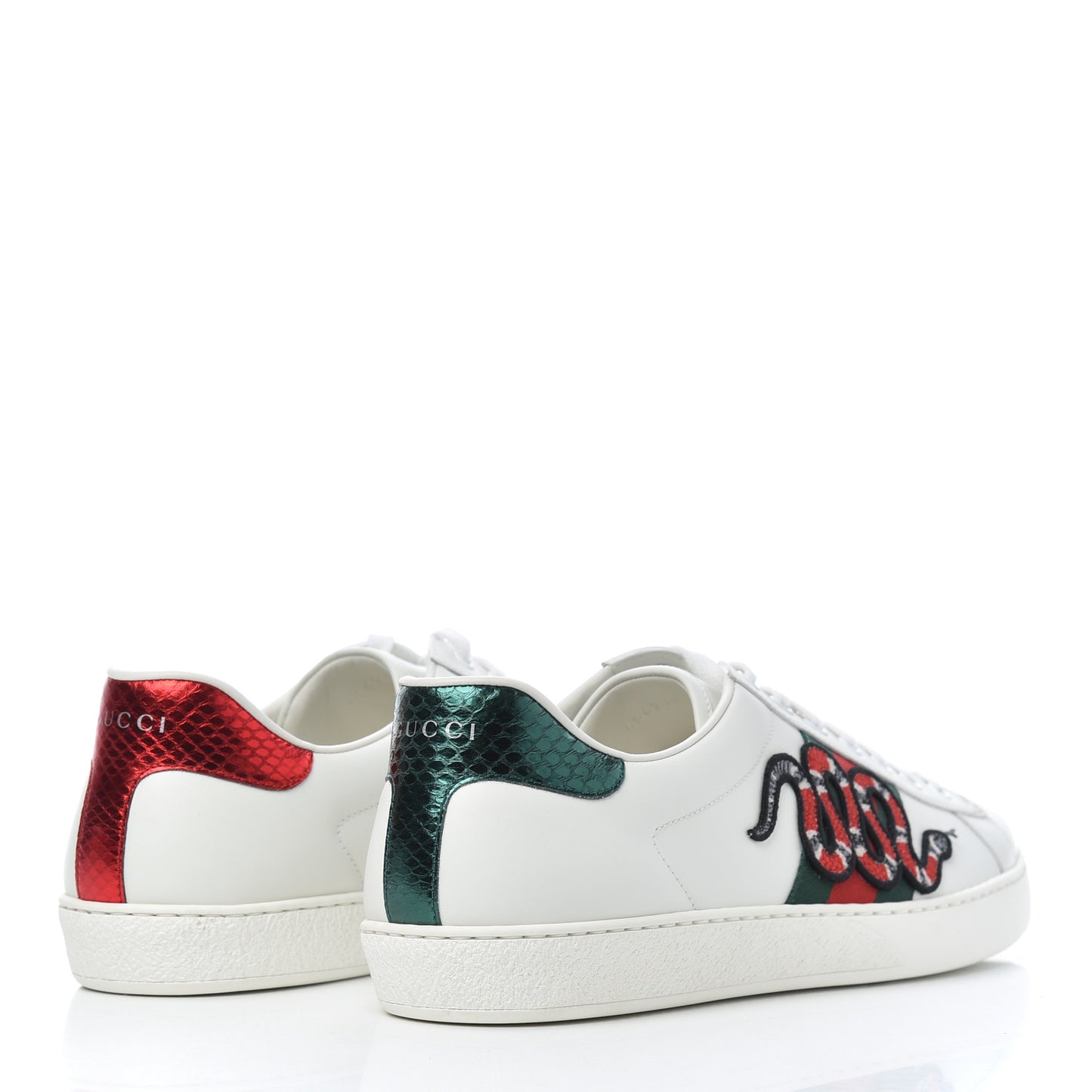 Calfskin Ayers Kingsnake Embroidered Mens Ace Sneakers 11 Green Red