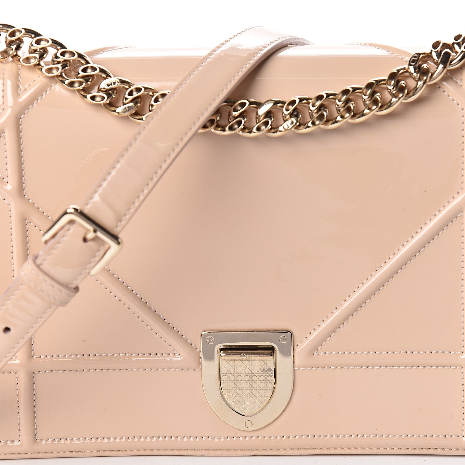 Christian Dior Patent Calfskin Medium Diorama Flap Bag Beige 12 of 12