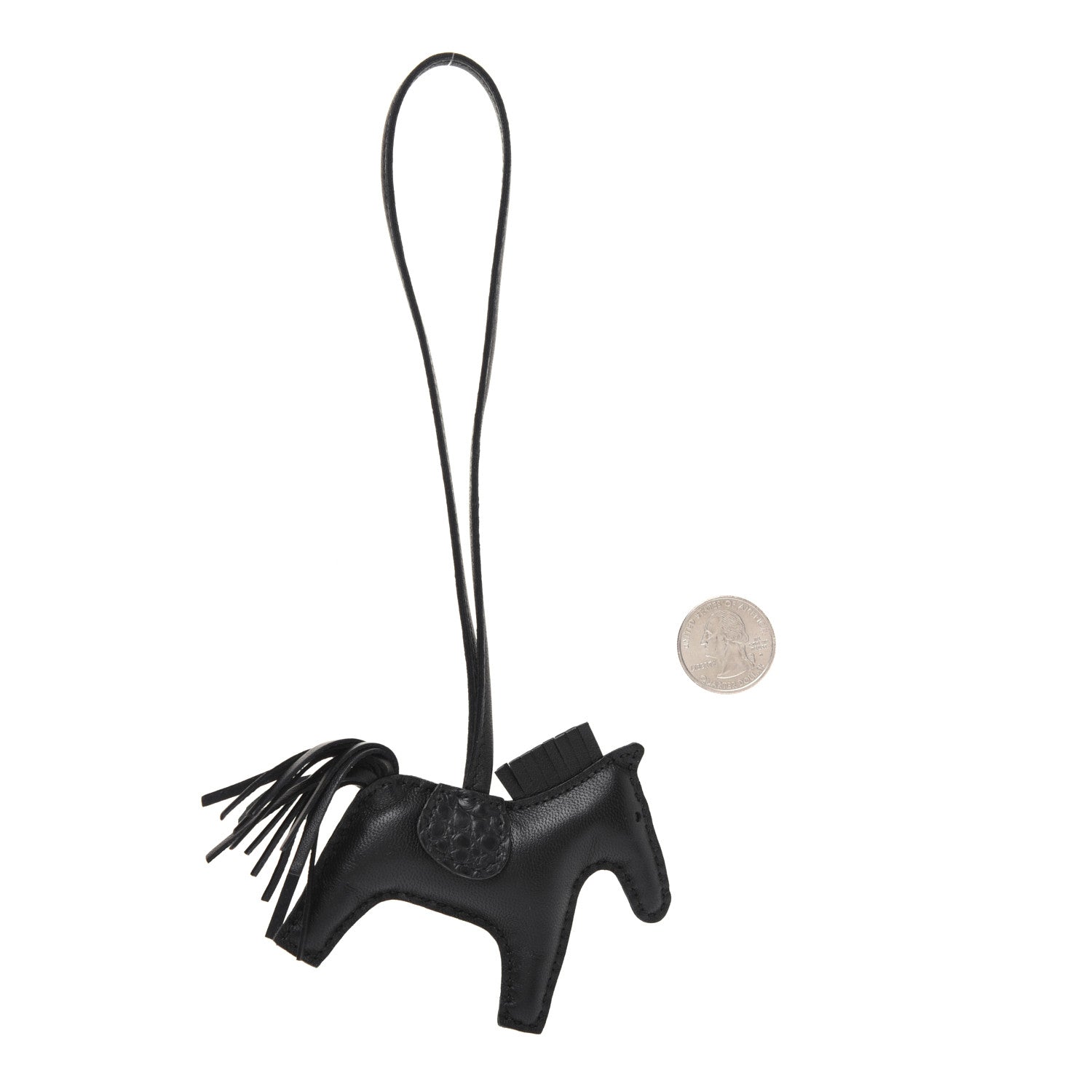 Hermes Milo Lambskin Matte Alligator Touch Grigri Rodeo Horse Bag Charm PM So Black 2 of 5