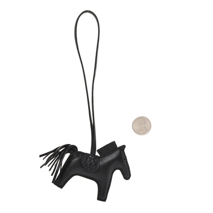 Hermes Milo Lambskin Matte Alligator Touch Grigri Rodeo Horse Bag Charm PM So Black 2 of 5