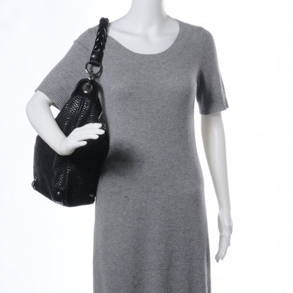 Fendi Leather Zucca Woven Hobo Black 2 of 9