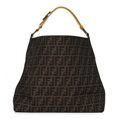 Fendi Zucca Vitello Large Hobo Tobacco Ocra Moro Black 1 of 12