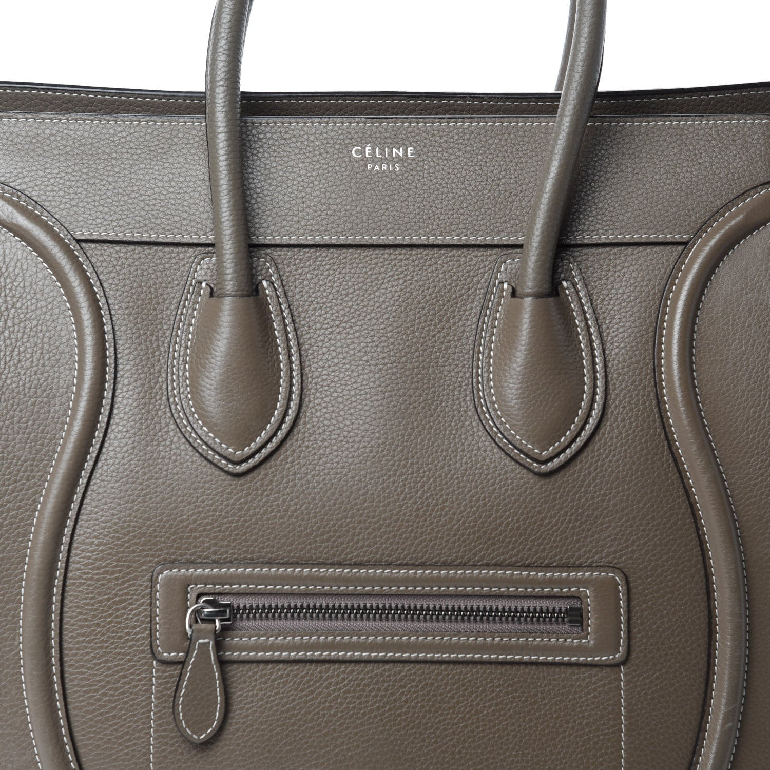 Celine Drummed Calfskin Mini Luggage Souris 10 of 10