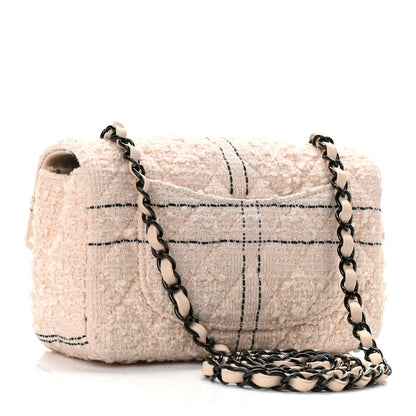 Chanel Tweed Quilted Mini Rectangular Flap Light Pink Black 3 of 10