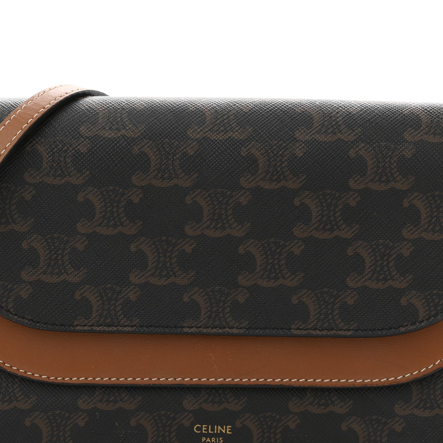 Triomphe Canvas Lambskin Wallet On Strap Tan