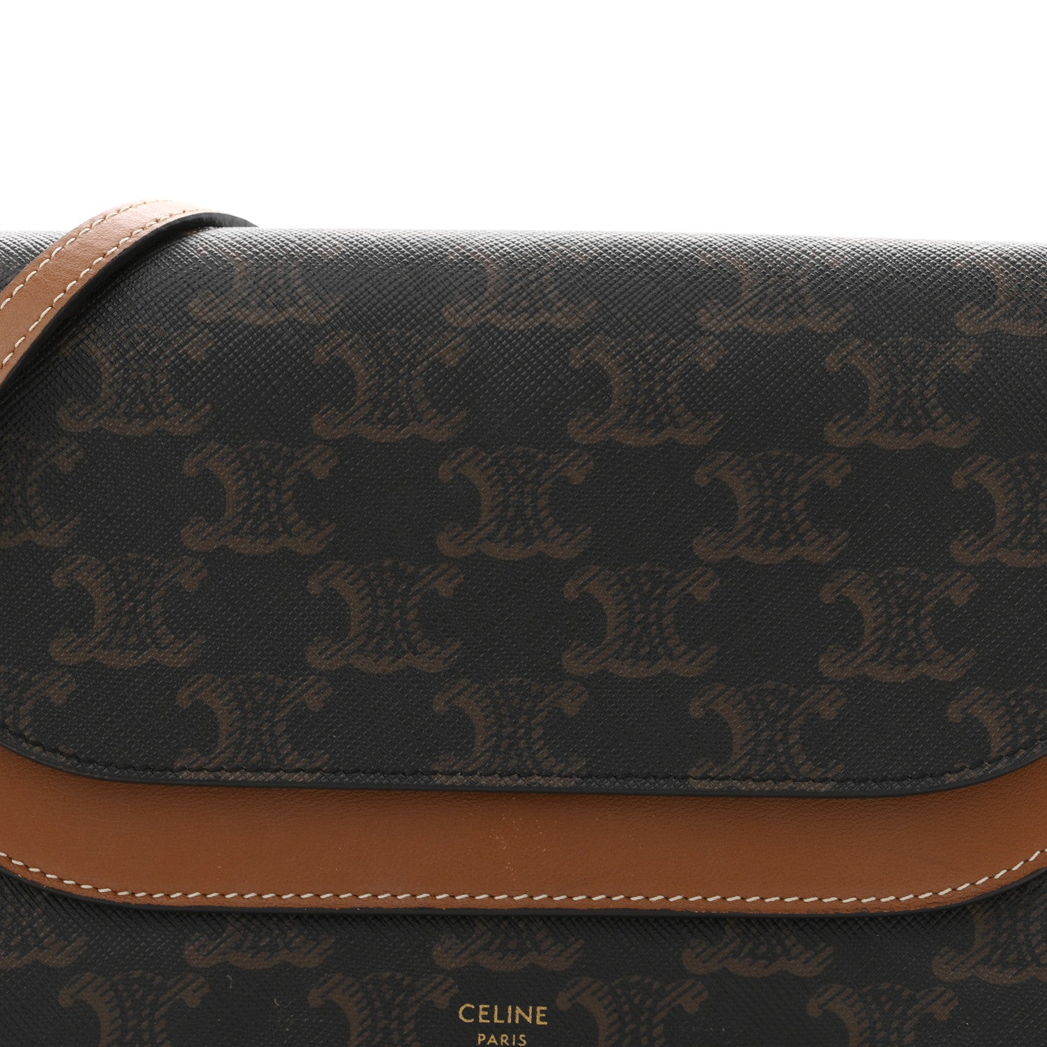 Celine Triomphe Canvas Lambskin Wallet On Strap Tan 8 of 11