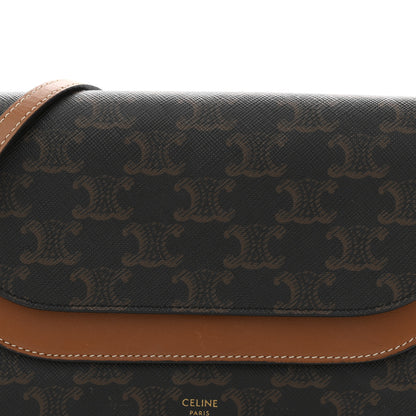 Celine Triomphe Canvas Lambskin Wallet On Strap Tan 8 of 11