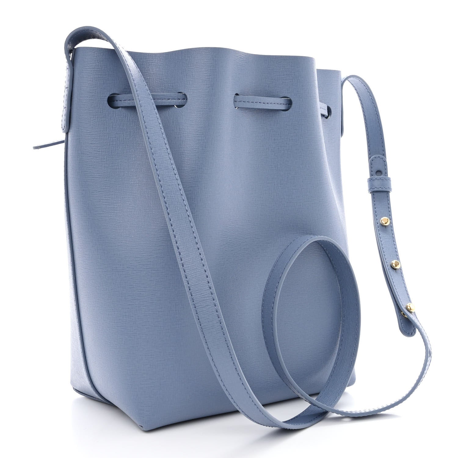 Mansur Gavriel Saffiano Mini Bucket Bag Blue 3 of 10