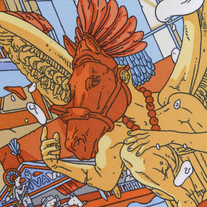 Hermes Silk La Legende Du Cheval Scarf 90 Orange Ciel Beige 5 of 6