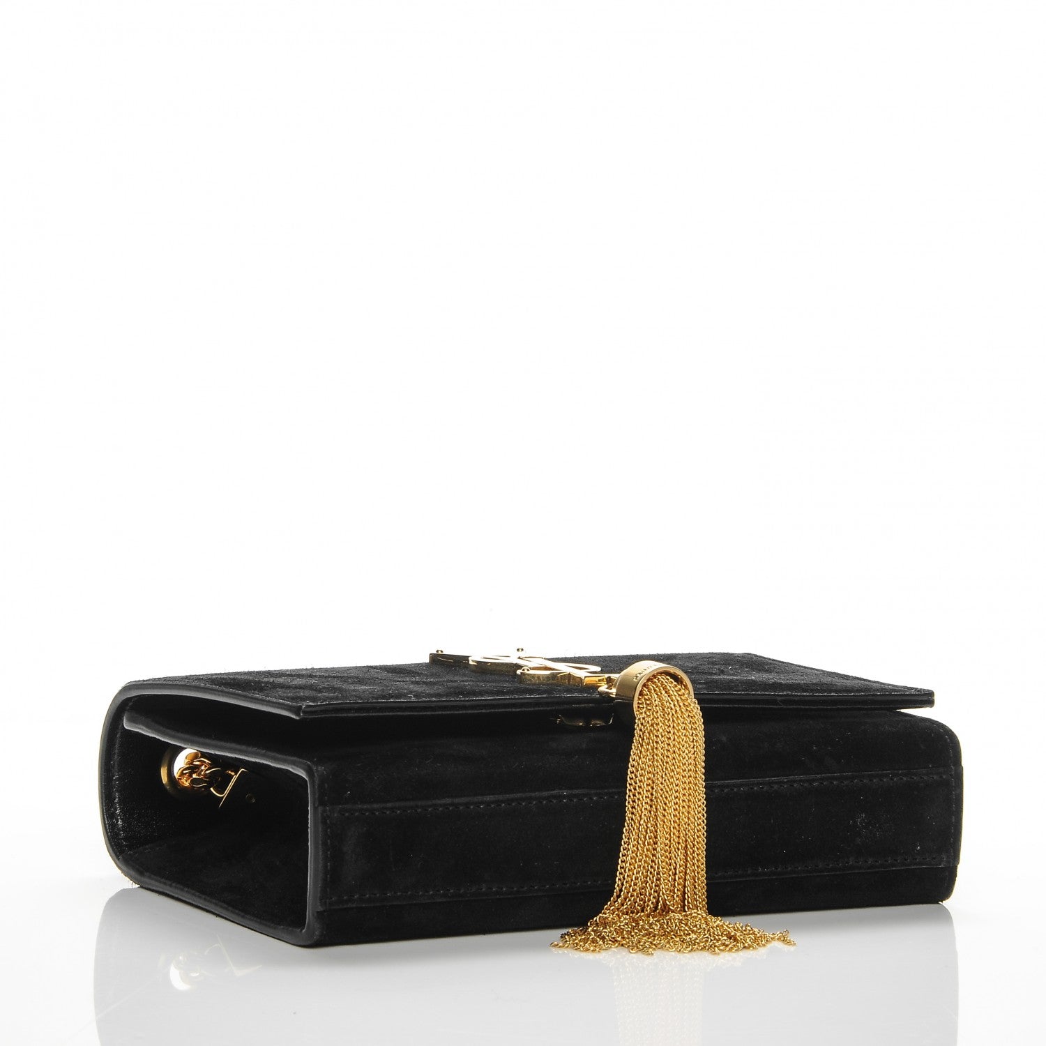 Saint Laurent Suede Small Classic Monogram Kate Tassel Satchel Black 4 of 7