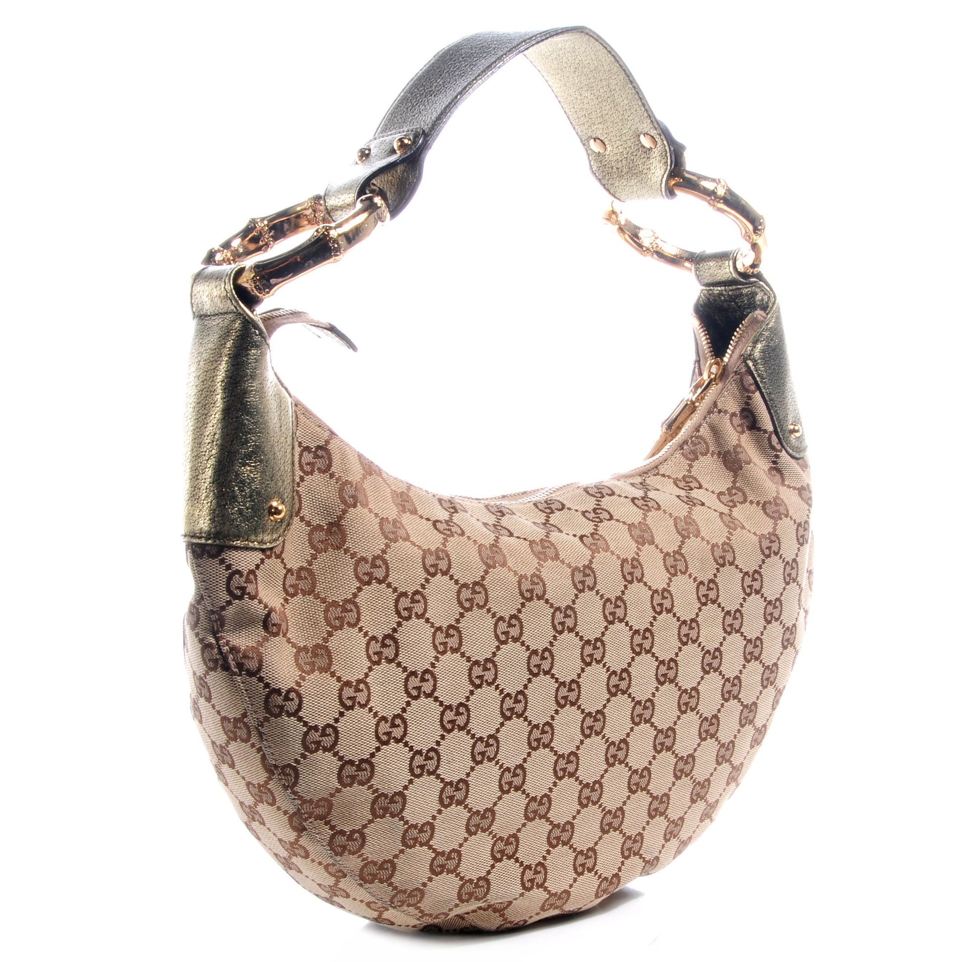 Gucci Monogram Bamboo Ring Hobo Metallic 3 of 7