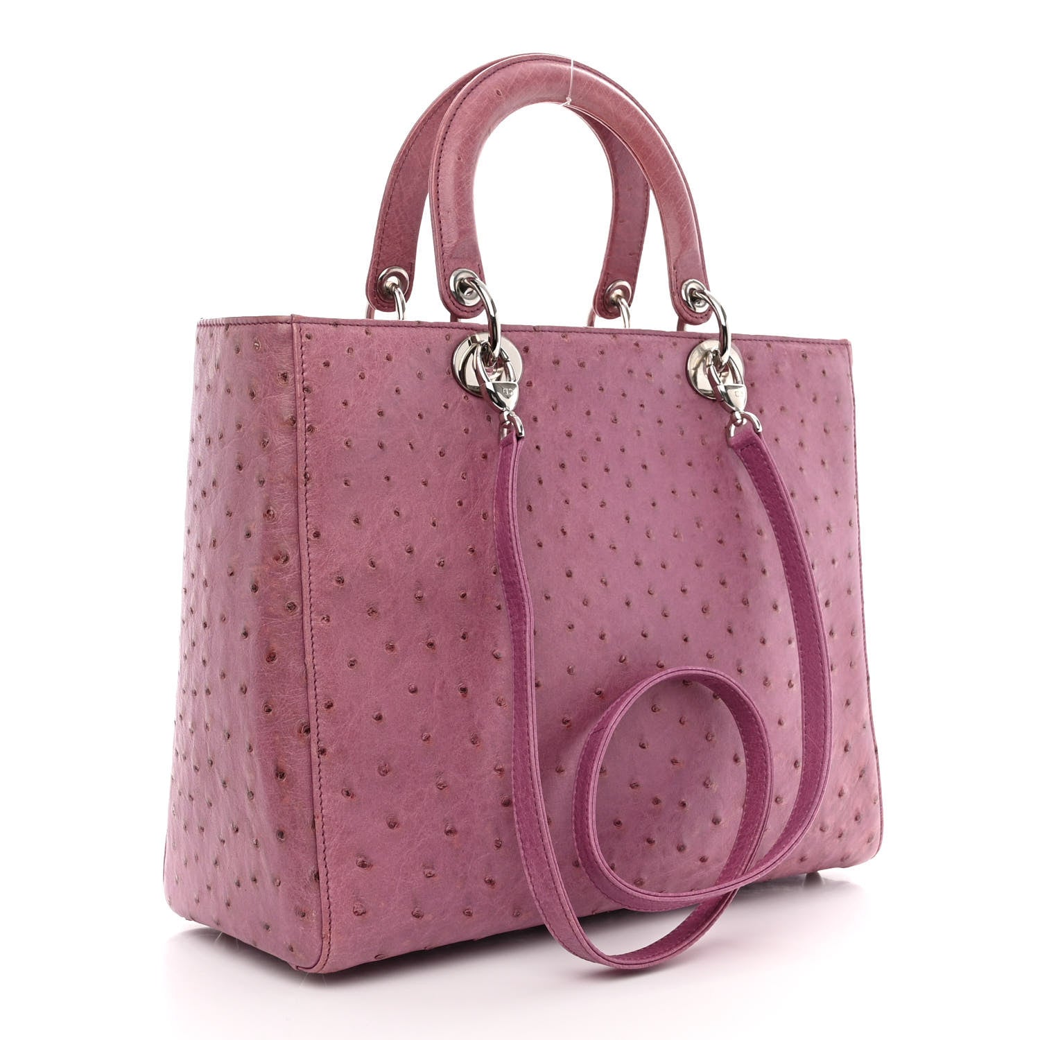 Christian Dior Ostrich Large Lady Dior Pink 3 of 10