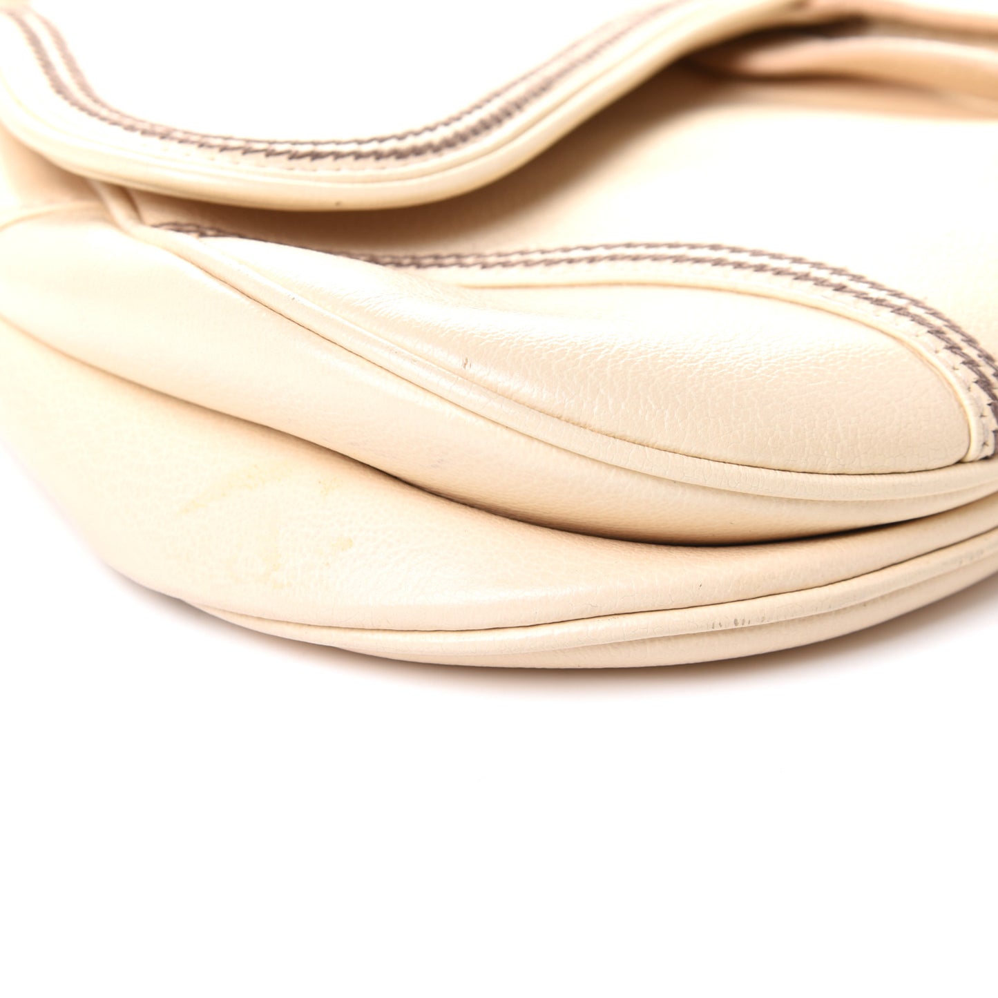 Grained Calfskin Saddle Bag Beige