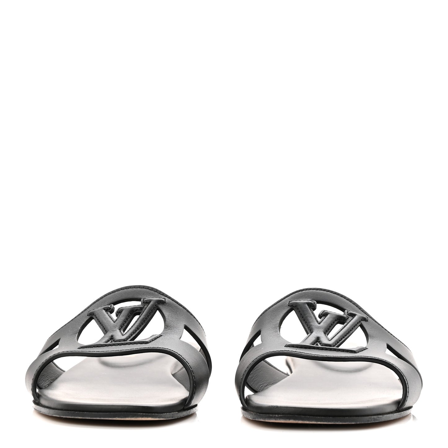 Calfskin LV Isola Flat Sandals 37.5 Black