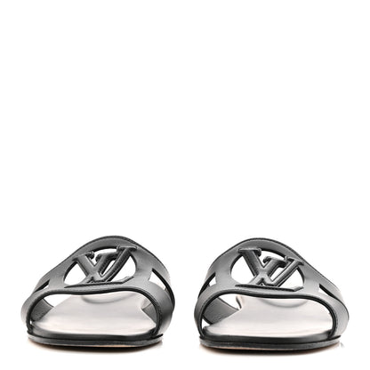 Louis Vuitton Calfskin LV Isola Flat Sandals 37.5 Black 3 of 9