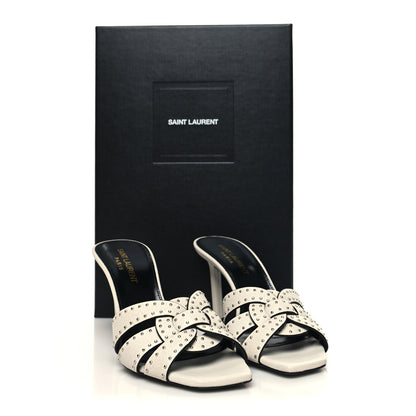 Saint Laurent Grain De Poudre Tribute 85 Slide Studded Sandals 35.5 Off White 9 of 9
