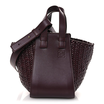 Loewe Calfskin Woven Compact Hammock Shoulder Bag Dark Burgundy 1 of 10