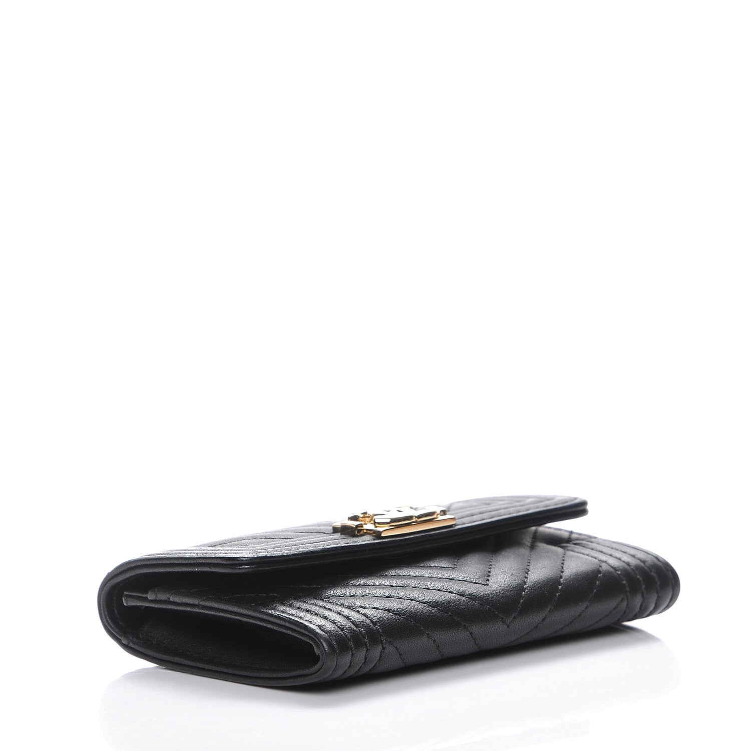 Chanel Calfskin Chevron Quilted Boy Card Holder Wallet Black 4 of 9