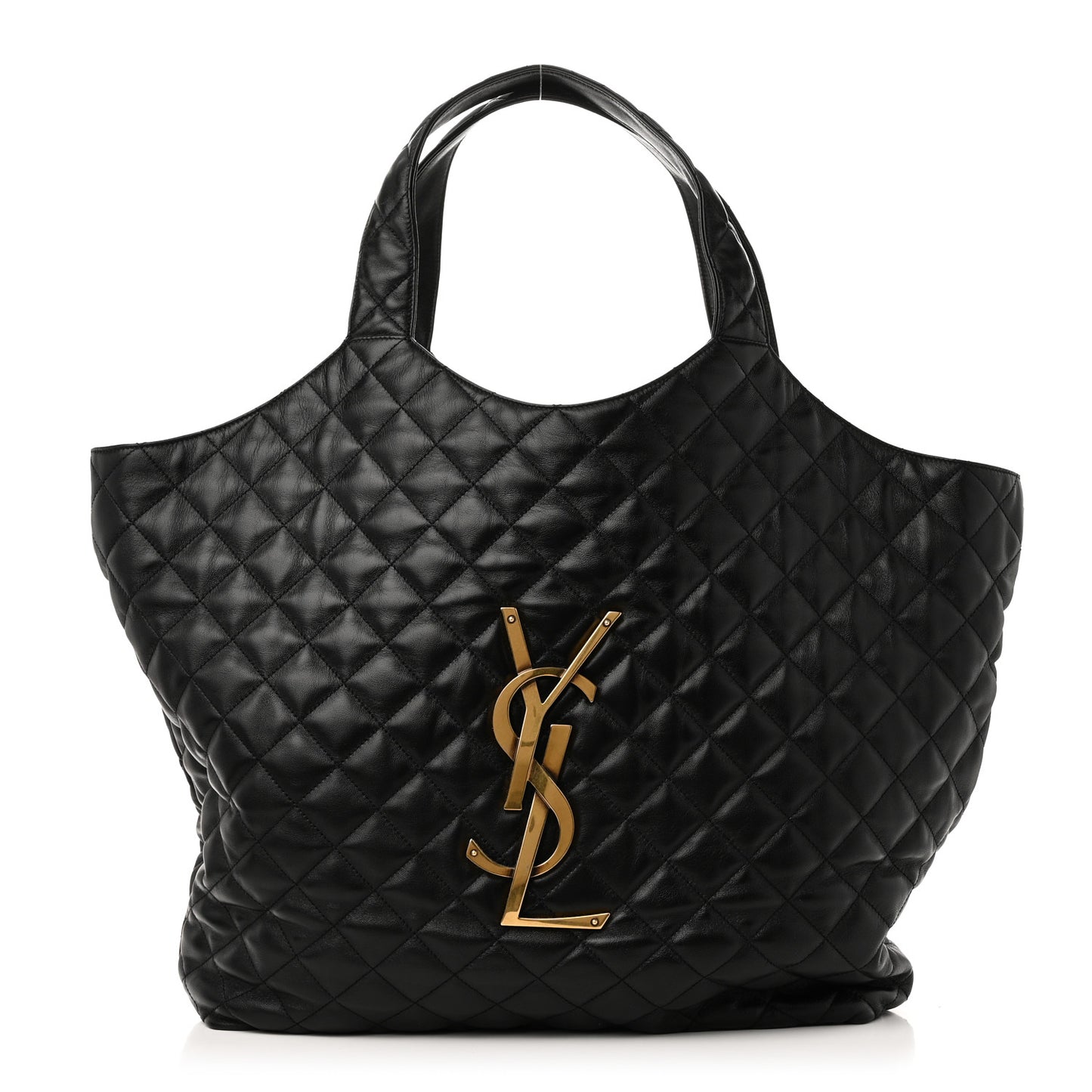 Lambskin Quilted Maxi Icare Shopping Tote Black