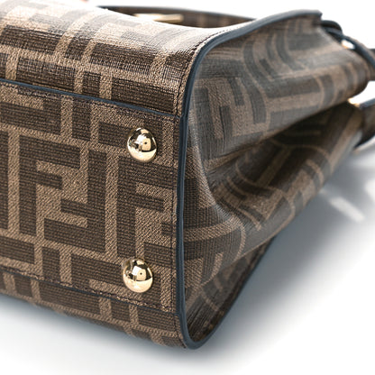 Fendi Glazed Fabric Vitello FF 1974 Hairdo Girls Inlay Mini Peekaboo Iconic Satchel Mogano Panna Multicolor 8 of 8