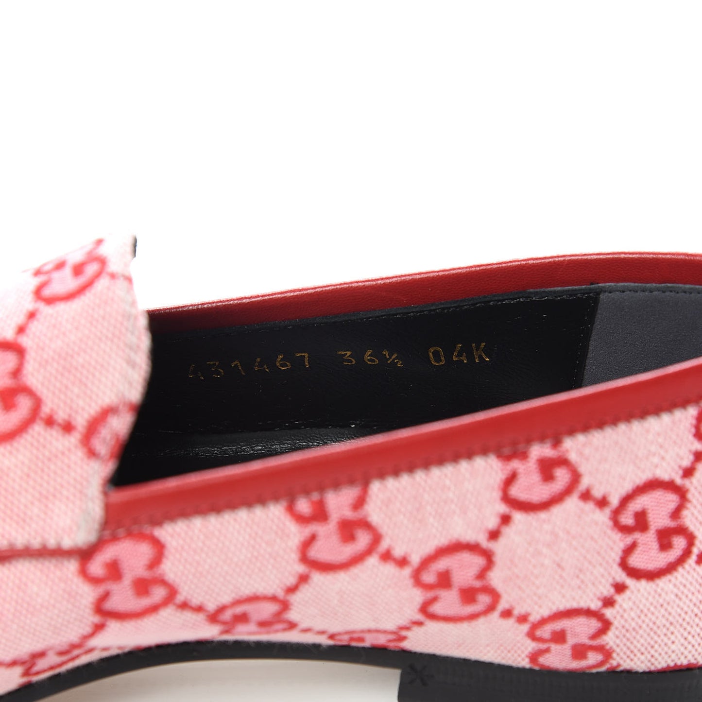 Canvas GG Monogram Horsebit Womens Jordaan Loafers 36.5 Gardenia Hibiscus Red