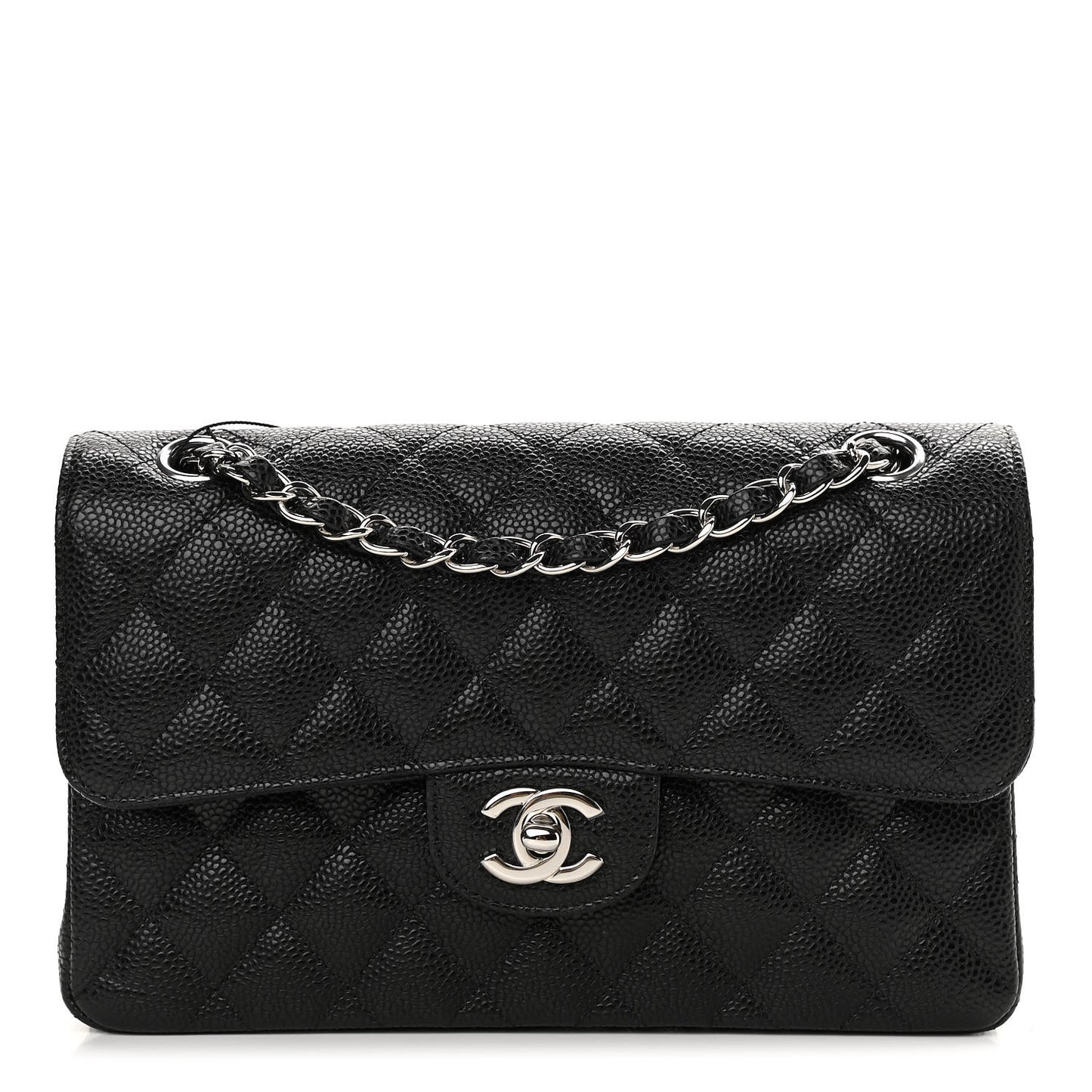 Caviar Quilted Small Double Flap Black