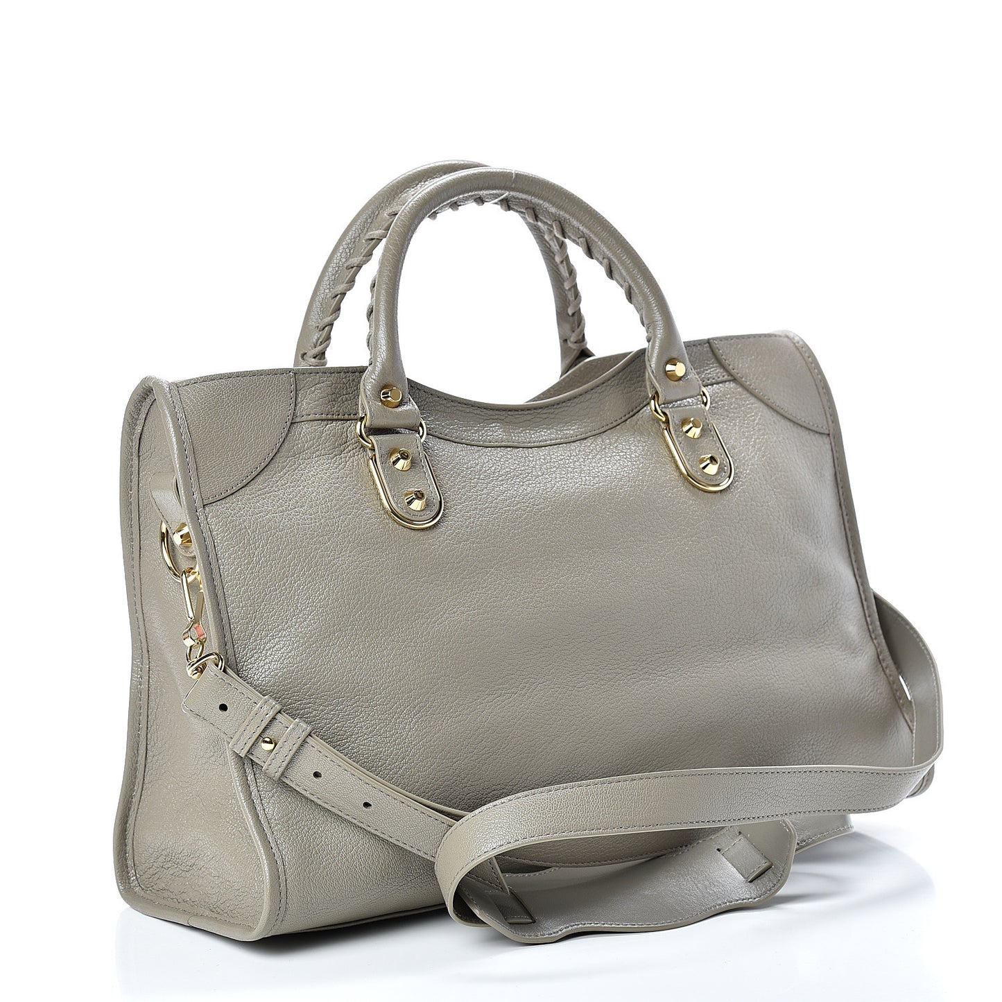Chevre Gold Metallic Edge Hardware City Gris Taupe