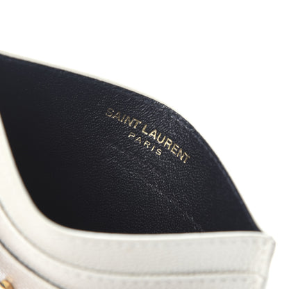 Saint Laurent Grain De Poudre Matelasse Chevron Monogram Credit Card Case Blanc Vintage 7 of 7