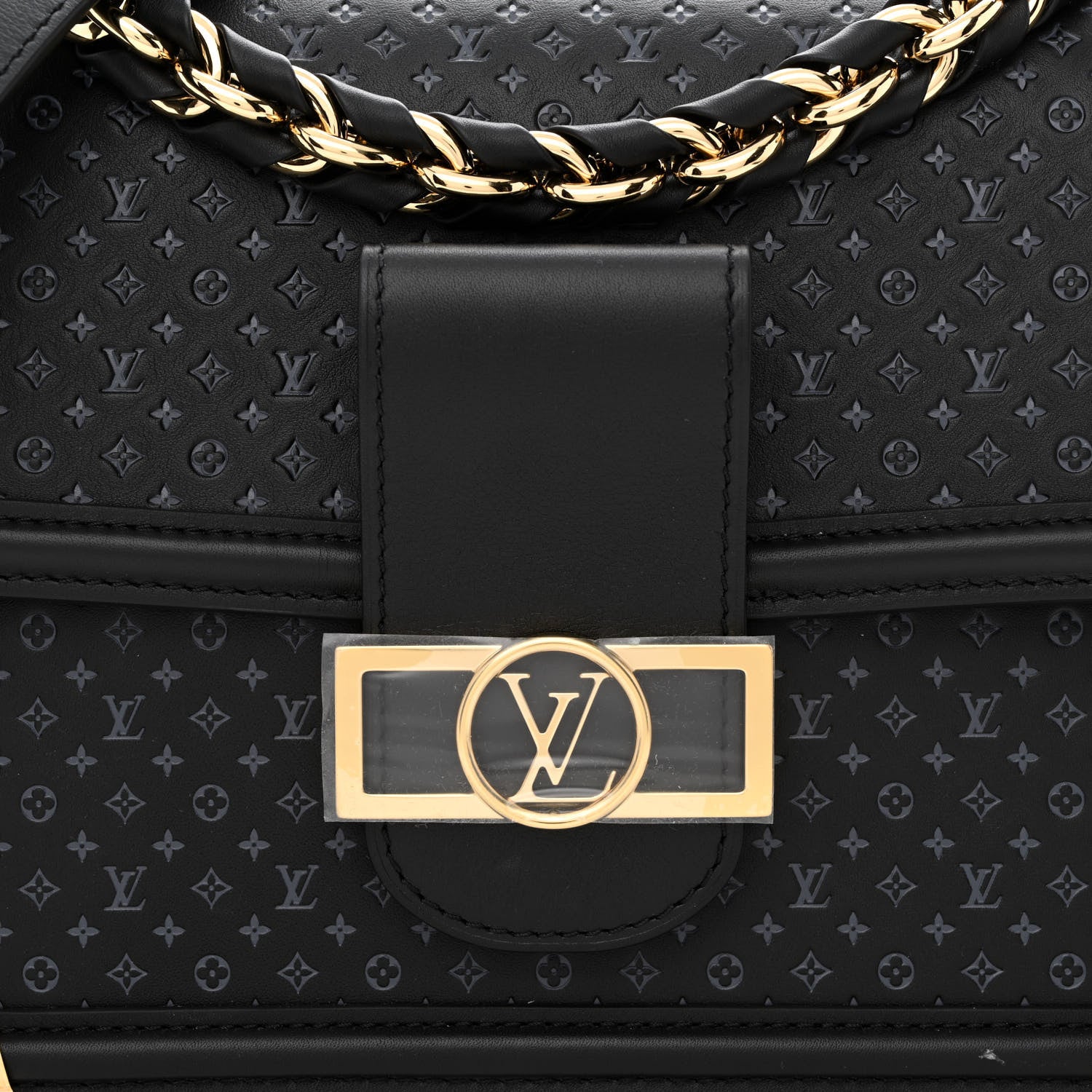 Louis Vuitton Calfskin Nanogram Embossed Dauphine MM Black 7 of 9